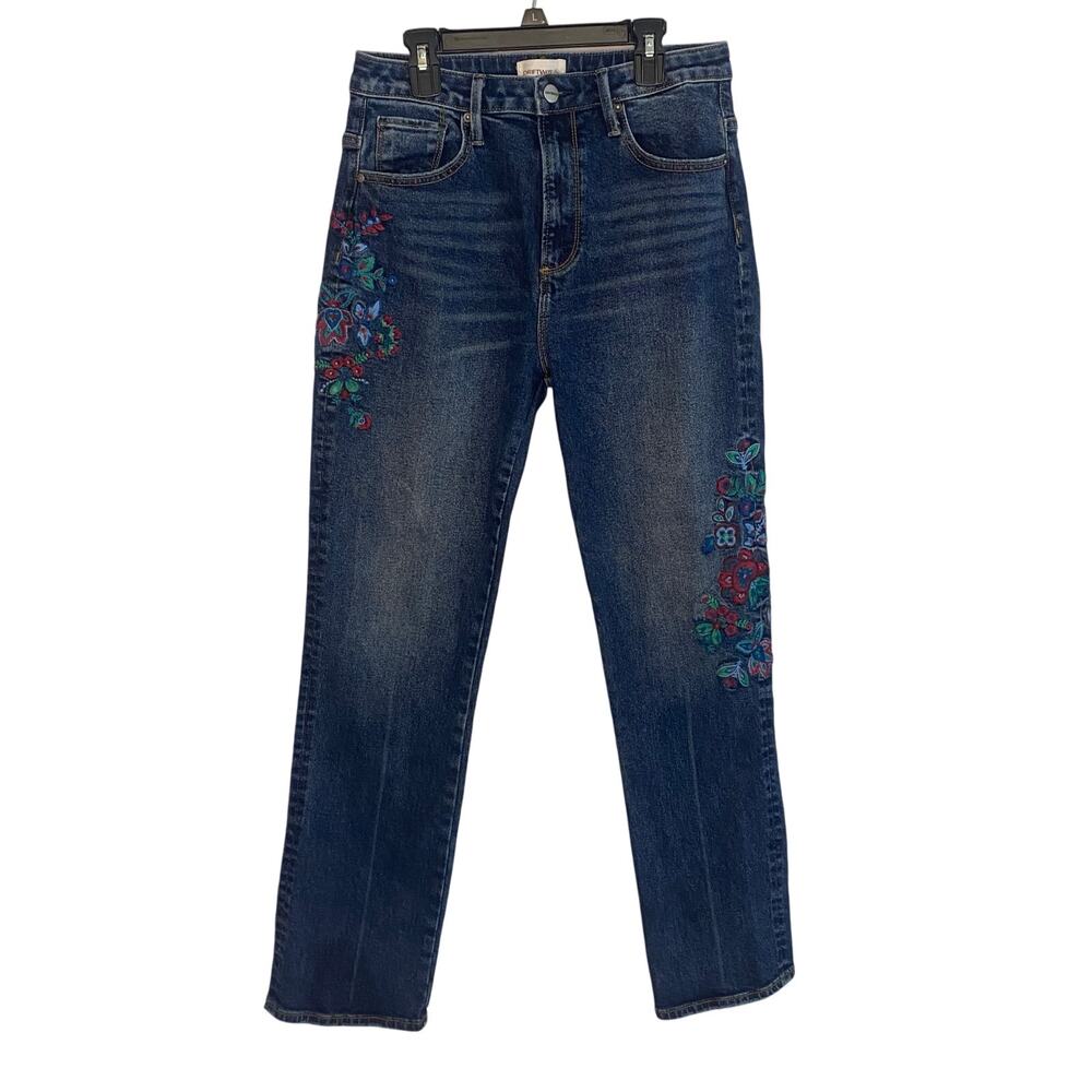 Sundance Driftwood Stella Flashflower Jeans Floral Straight Dark Blue 27